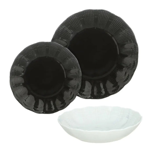 طقم عشاء بورسلين لوتس، 18 قطعة - اسود