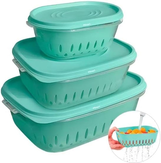 صندوق متعدد الوظائف 3 في 1 للفواكه والخضروات – غسيل وتصريف وتخزين