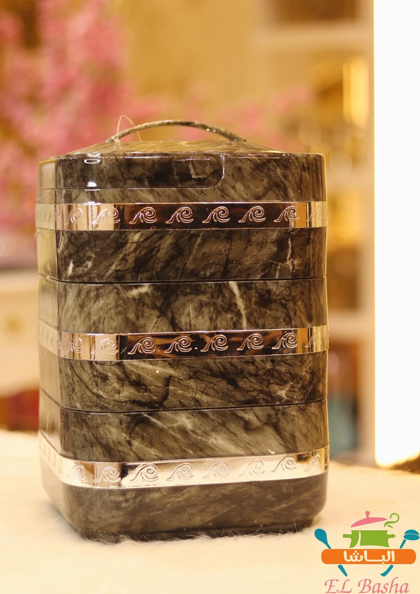 حافظ طعام الباشا ماربل 3 قطع استيل داخلي 18/10 عالي الجودة