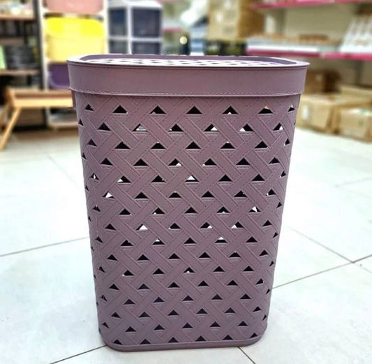 سبت غسيل بلوم من اكسا 60 لتر بغطاء محكم باللون الروز مصنوع من بلاستيك متين