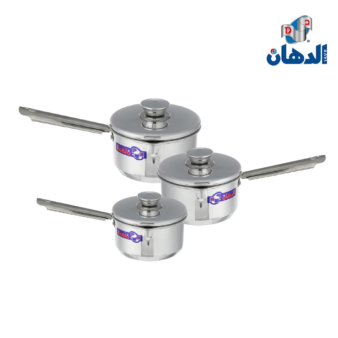 طقم كسرولة ألمنيوم بالغطاء – 3 قطع من الدهان | ألمنيوم نقي 100% بيد استانلس