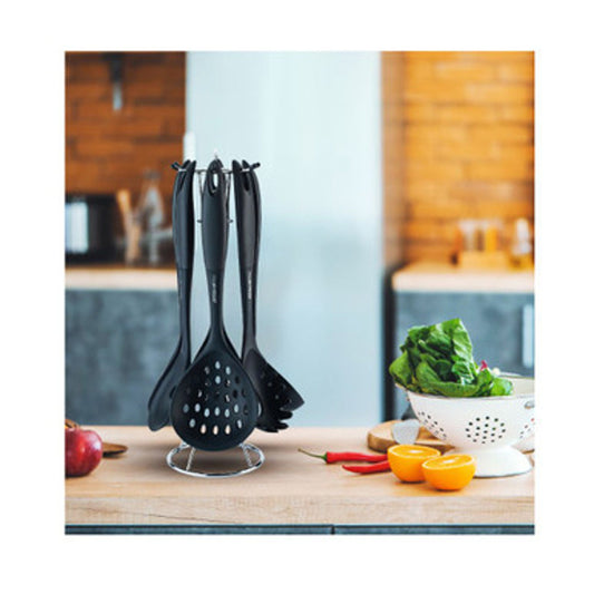 طقم أدوات سيليكون 7 قطع أسود – أرشيا 3005 | أدوات مطبخ متينة وعملية