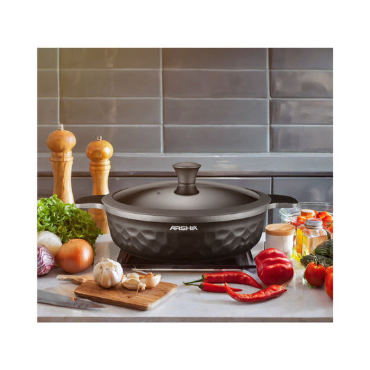 صينية دايموند أرشيا 32 سم – جرانيت غير لاصق أسود | مقاومة للخدش | كود 3159