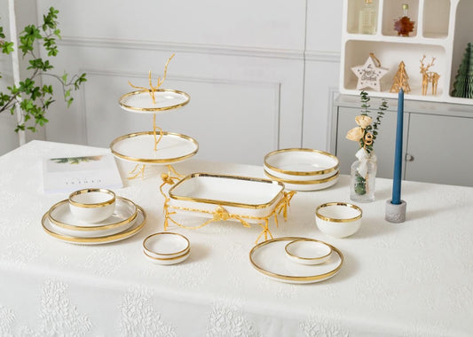 طقم عشاء بورسلين 30 قطعة – تصميم فاخر لمائدتك العصرية