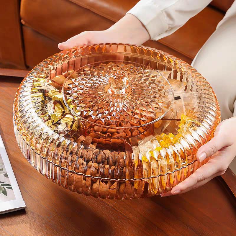 علبة تسالي أكريليك شفافة مقسمة إلى 5 أقسام لتقديم المكسرات والحلويات بتصميم أنيق وعصري