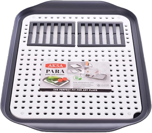 رف وصفاية أطباق وير بارا من أكسا بلاستيك متين لتجفيف الأطباق وتنظيم المطبخ