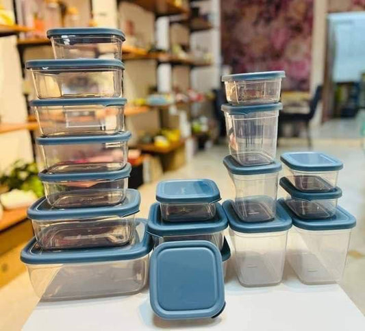 طقم ثلاجة اكسا مونو 18 قطعة بلاستيك آمن متعدد الأحجام