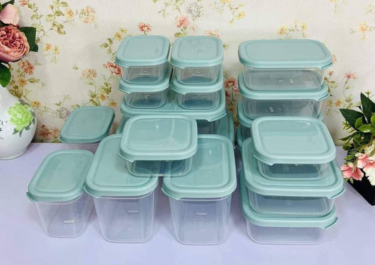 طقم ثلاجة اكسا مونو 18 قطعة بلاستيك آمن متعدد الأحجام