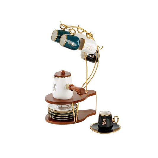 طقم قهوة الاندلس 14 قطعة مع كانكة بورسلين خامة عالية الجودة