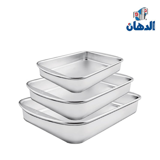 طقم طواجن فرن ألومنيوم من الدهان الأصلي – 3 قطع بمقاسات 25، 30، 35 سم