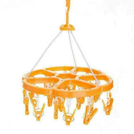 منشر حمام بلاستيك الأندلس مستطيل مزود بـ 16 مشبك متعدد الألوان لتعليق الملابس الداخلية والجوارب