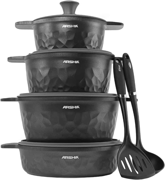 طقم حلل جرانيت دايموند 8 قطع من أرشيا – لون أسود – موديل 3009 – جودة ألمانية