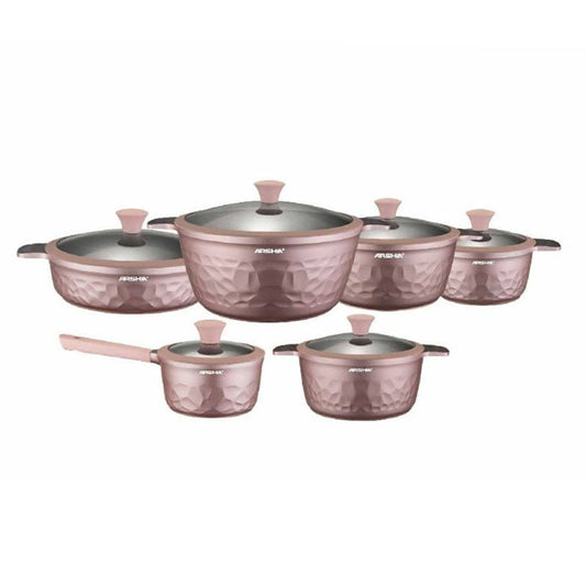 طقم حلل جرانيت أرشيا 12 قطعة موديل 2969، أواني طهي عالية الجودة مع طبقة تيفلون سيلكت غير لاصقة