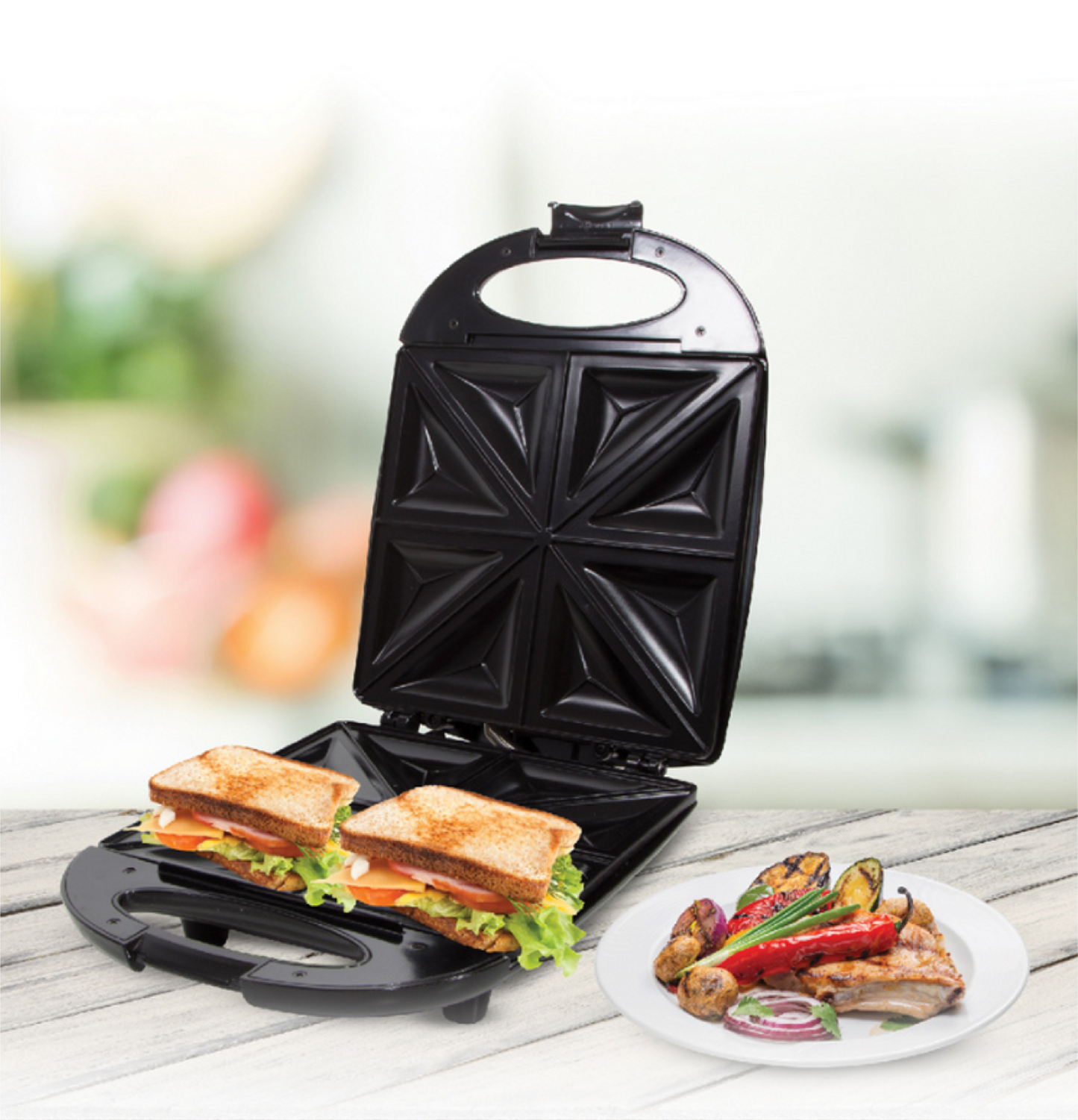 ساندوتش ميكر أرشيا 2455 – جهاز تحميص سريع بقدرة 1200 واط – لون أسود
