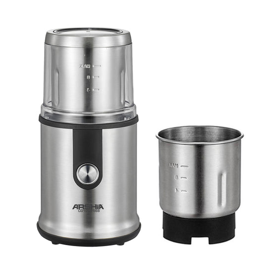 مطحنة قهوة أرشيا ستانلس ستيل 400 وات مع وعاء جاف ورطب وشفرات متينة