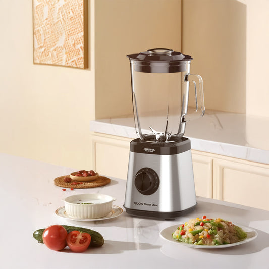 خلاط أرشيا الكهربائي الزجاجي بسعة 1.5 لتر وقدرة 1000 واط مع 5 برامج مسبقة وشفرات من الستانلس