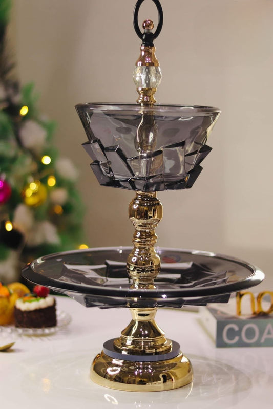 شيالة كعك جلاس كوبر دورين بقاعدة مدهبة فاخرة مستوردة