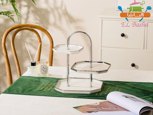 شيالة كحك وبسكويت بورسلين 3 دور من الباشا بتصميم فاخر للتقديم