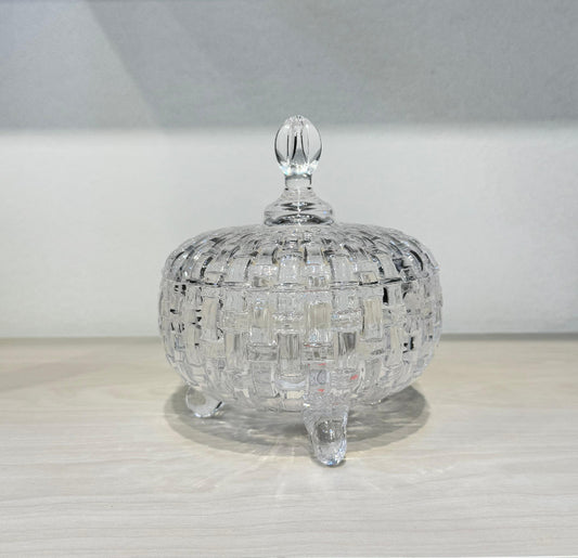 بونبونيرة زجاج مستوردة بلانك ماكس برجل وغطاء أنيق لتقديم الحلويات