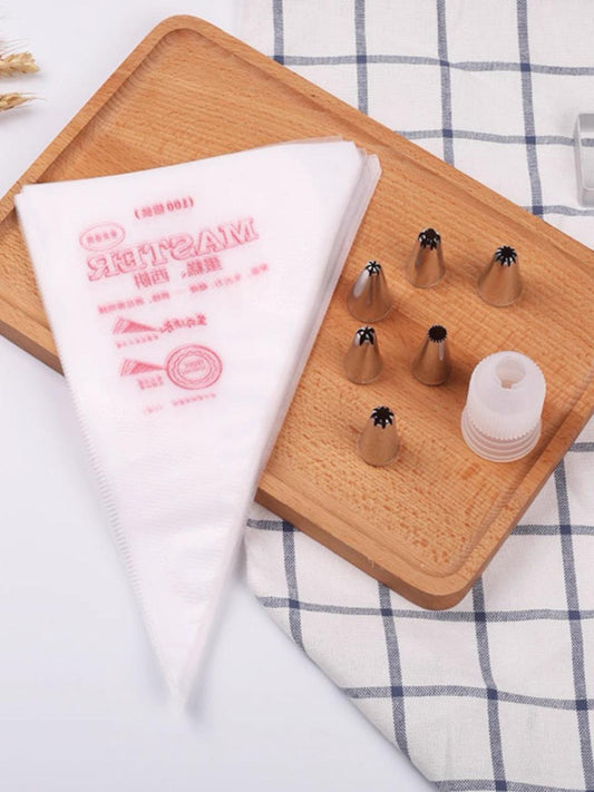 أكياس تزيين حلويات وكيك للاستعمال مرة واحدة شفافة 50 قطعة مقاس L