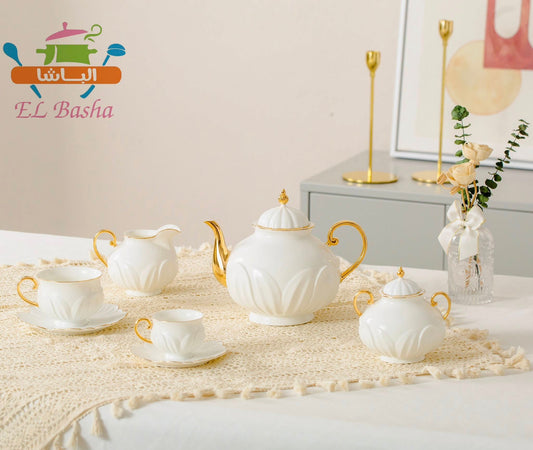 طقم صيني الباشا موديل وردة 62 قطعة مستورد فاخر للعزائم والضيافة