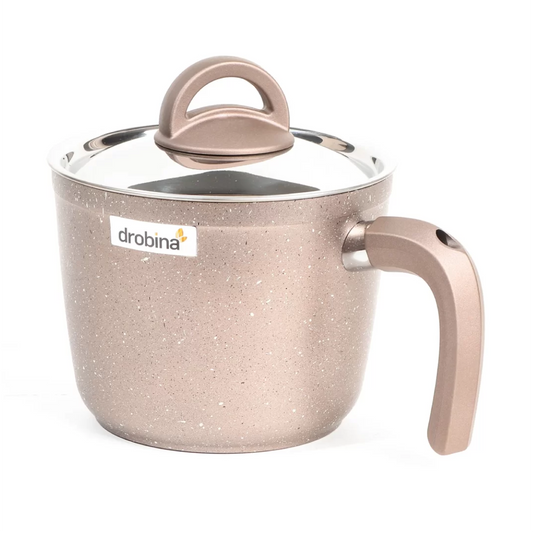 طقم حلل جرانيت دروبينا 14 قطعة لون روز عالي الجودة مع أغطية ستانلس