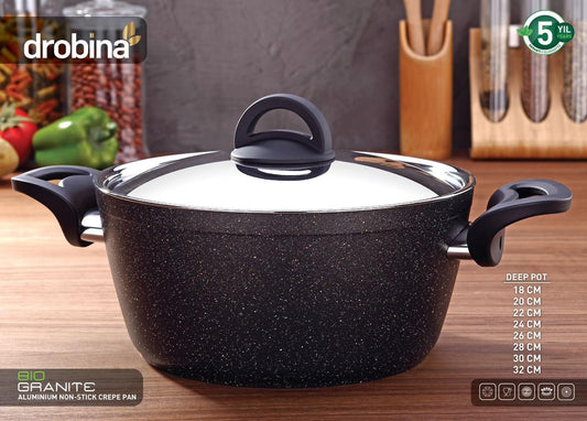 حلة جرانيت دروبينا لون اسود للطهي الصحي