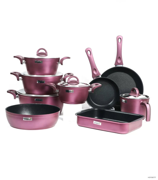 دروبينا طقم حلل تيفال 14 قطعة مقاوم للالتصاق للطبخ الصحي