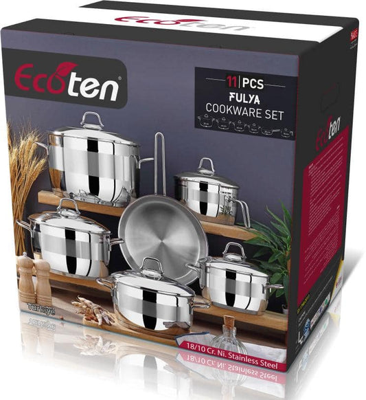 طقم حلل استانلس ايكوتن تركي 11 قطعة من الفولاذ المقاوم للصدأ