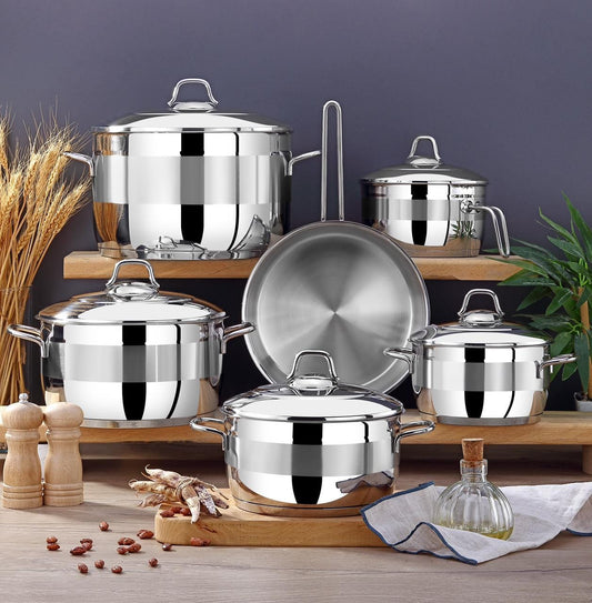 طقم حلل استانلس ايكوتن تركي 11 قطعة من الفولاذ المقاوم للصدأ