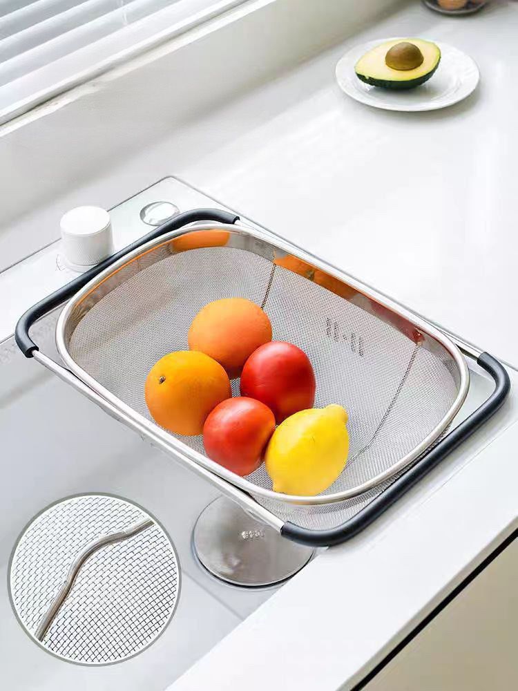 مصفاة فوق الحوض من الستانلس ستيل قابلة للتوسيع