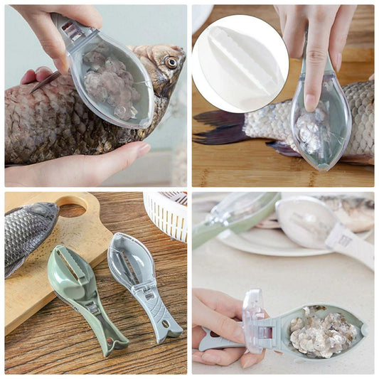 قشارة سمك بخزانة بلاستيك عالي الجودة لجمع قشور السمك بسهولة