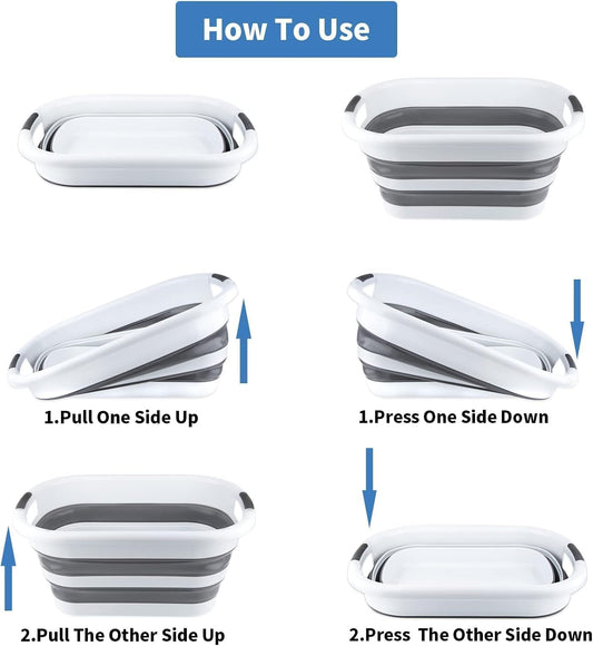 سبت غسيل تركي قابل للطي سعة 40 لتر من المطاط الحراري مع مقابض مريحة