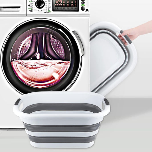 سبت غسيل تركي قابل للطي سعة 40 لتر من المطاط الحراري مع مقابض مريحة