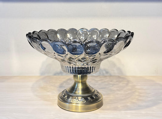 طبق فاكهة كريستال جلاس كوبر بقاعدة مدهبة من الباشا للتقديم والديكور