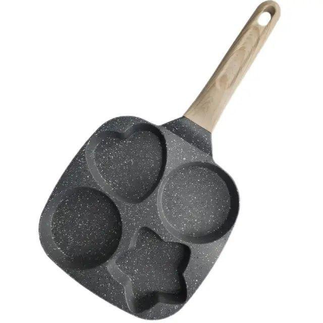 جريل جرانيت بأربع أشكال مختلفة مع يد خشب للشوي الصحي