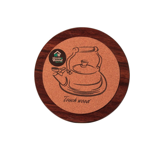 كوستر خشب مدور هوم وود بمقاس 17 سم لحماية الطاولات من حرارة الأواني والبراد