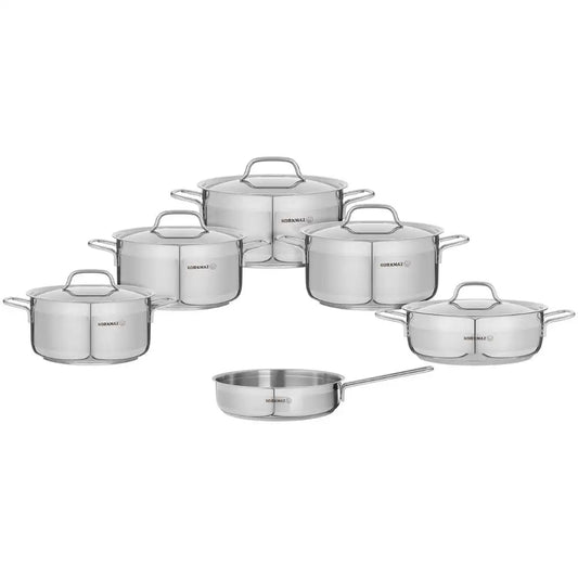 طقم حلل استانلس كوركماز ألفا بلس 11 قطعة A1610 تركي أصلي