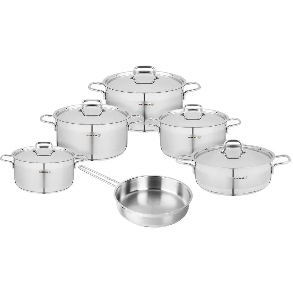 طقم حلل استانلس كوركماز ألفا إكس إل 11 قطعة A1641 تركي أصلي