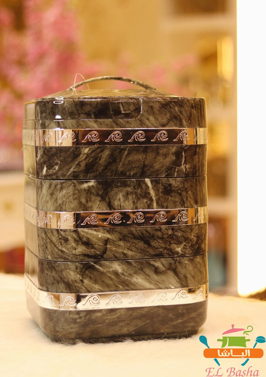 حافظ طعام ماربل 3 قطع مع استيل داخلي 18/10 لحفظ الطعام ساخن أو بارد