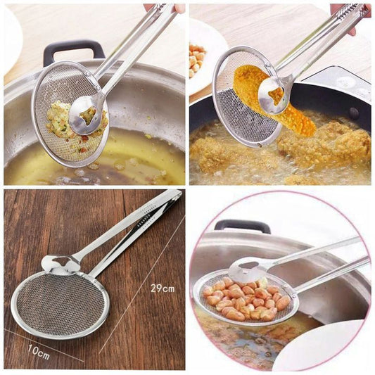 ماسك تحمير بمصفاة معدن لاستخراج الطعام المقلي وتصفية الزيت