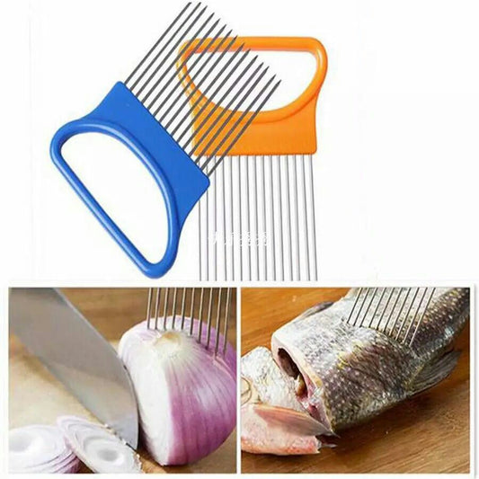 قطاعة خضروات متعددة الاستخدام بمقبض آمن وشوكات فولاذية لتقطيع البصل والفواكه والخضروات واللحوم