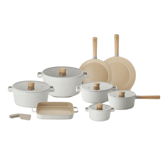 طقم حلل نيوفلام فيكا 15 قطعة بيج الأصلي من Neoflam صناعة كورية 2025