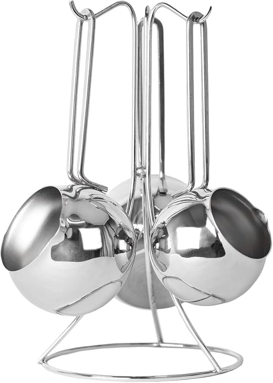 طقم كنك استانلس newteres 3 قطع على حامل شكل كورة مقاوم للصدأ