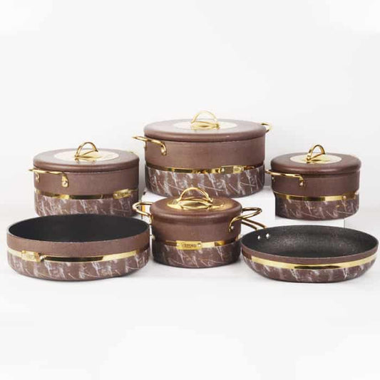 طقم حلل جرانيت حجري بريوني ماركة أكسفورد 10 قطع بلمسات ذهبية