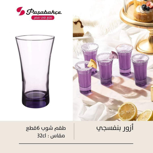 شوب أزور 6 قطع باشاباتشي زجاج تركي شفاف أنيق