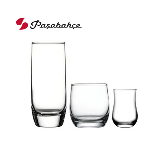 طقم أكواب بوليرو سادة 18 قطعة من باشاباتشي زجاج أنيق متنوع