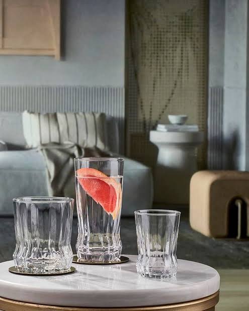 طقم أكواب ماء جايا 18 قطعة من باشاباتشي زجاج نقي شفاف