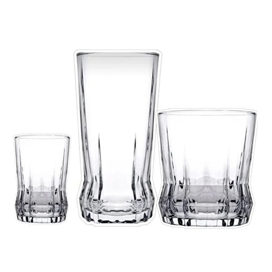 طقم أكواب ماء جايا 18 قطعة من باشاباتشي زجاج نقي شفاف