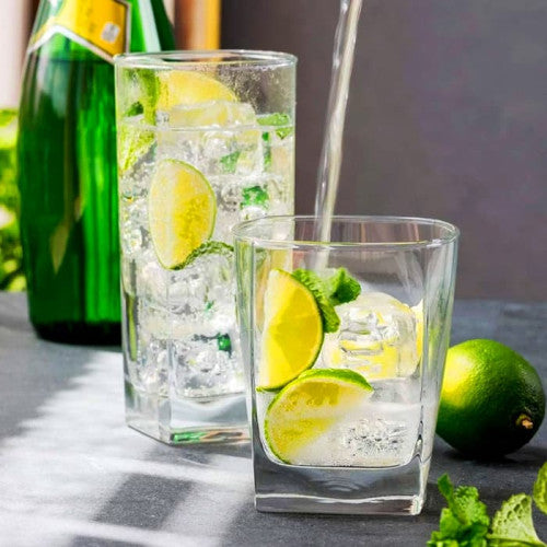 طقم أكواب كاري 12 قطعة من باشاباتشي زجاج عالي ومنخفض شفاف